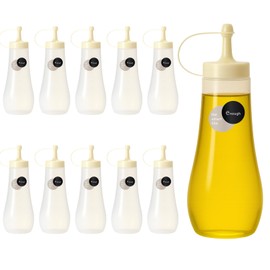 JapanBargain 3273, Japanese Plastic Squeeze Sauce Bottle Dispenser Salad Dressing Bottle Seasoning Container for Condiment Ketchup Honey Vinegar Mustard Jam, 12oz, Made in Japan, 10 Pack