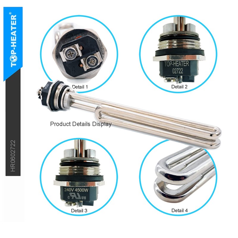 02722/02723 Water Heater Element 4500W 240V, TOP-HEATER Screw-in Foldback Water