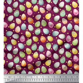 Soimoi Pink Cotton Jersey Fabric Egg Easter Print Fabric by The Yard 58 Inch Wide