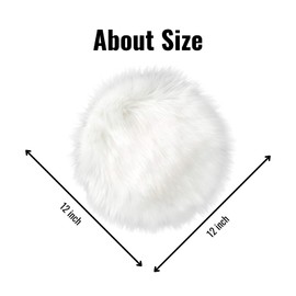 NINGDAN 12 inches Mini Faux Fur Sheepskin Rugs,Fluffy Living Room Carpet Mini Small Size,for Photographing Background of Jewellery,Locker Accessories for Girls,Locker Rug (1 Pcs Round White)