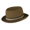 Kid's Pork Pie Stripe Band Fedora - Brown OSFM