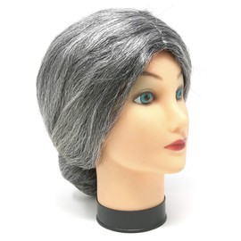 Skeleteen Old Lady Costume Wig - Silver Granny Bun Wig Costume Accessories - 1 Piece