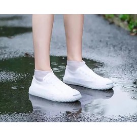 2 PCS Reusable Shoes Cover for Rain, Silicone Shoes Covers for Men Women, Non-Slip Outdoor Waterproof Shoe Protectors Clear X-Large