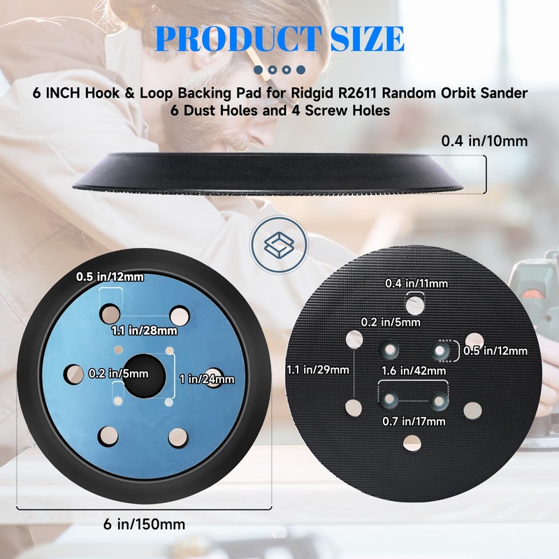 MOGRQAP 6 Inch Sanding Disc Random Orbital Sander, 6 Hole