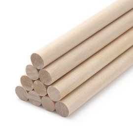 Coowayze 3/8 x 12 Wooden Dowels Wood Sticks for Crafts, 10 PCS Wood Dowel Rods, Round Macrame Dowels, Unfinished Hardwood Sticks for Crafting, Arts and DIYers, Tiered Cake Support and Wedding Ribbon Wands