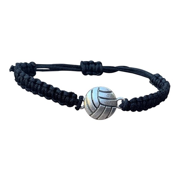 Sportybella Volleyball Charm Bracelet Black- Adjustable Bracelets For Girls w/Volleyball Charm. Ideal Volleyball Gifts/Souviner for Volleyball Players. Unisex Friendship Bracelet