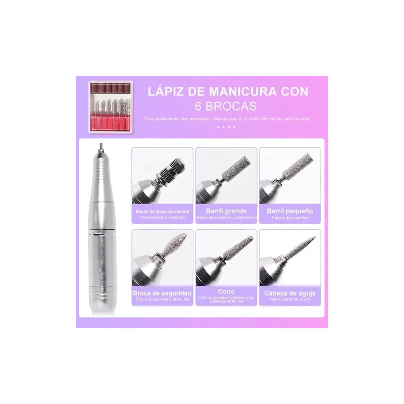 Máquina Perforadora de Uñas Eléctrica Portátil de 45000 Rpm Color