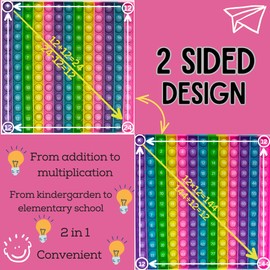 2-Sided Multiplication & Addition Pop it Times Table 12×12 &12+12, Practicing Chart and Erasable pens included, Large Fidget Board Stress Relief Toy for Children, Autism, ADHD/ADD, Macaron Colors.