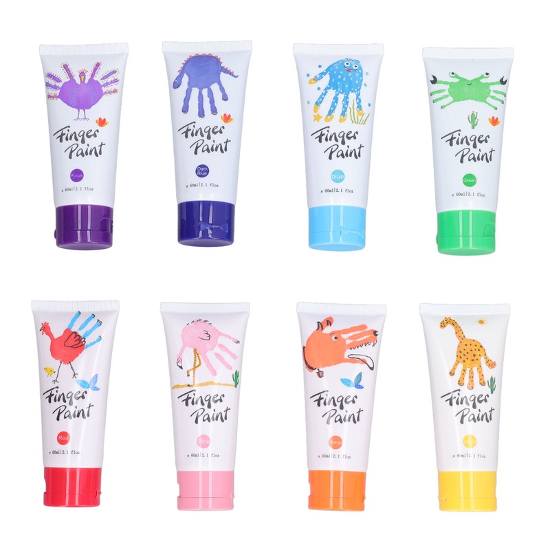 8PCS Finger Paints Safe Washable DIY Kids Finger Paints for