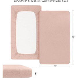Zoney Muslin Fitted Crib Sheets 100% Cotton Baby Crib Sheets for Standard Crib Mattress (28 X 52 Inches), Soft and Breathable for Boys, Girls,Baby Crib Sheets，71 * 133cm (Pink)