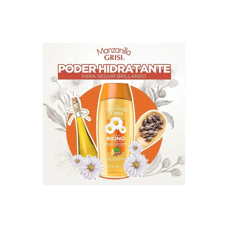 Grisi Manzanilla Hidratación Shampoo Ricino 400ml
