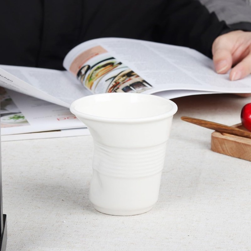 JinRu BaoHua Ceramic pleated water cup, irregularly shaped coffee cup