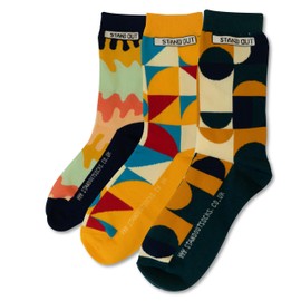 Stand Out Socks The Statement Maker - Variety Box of 3 Novelty Socks for Men and Women (sizes 8-12) Funky Socks with Geometric Pattern for Christmas, Birthday, Anniversary - Sock Gift Set