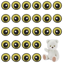 BENECREAT 12 Pairs Black and Yellow Eyes Patch, Polyester Embroidery Cloth Iron on Patches, Cartoon Eyes Costume Accessories for Jackets Clothes DIY Accessories