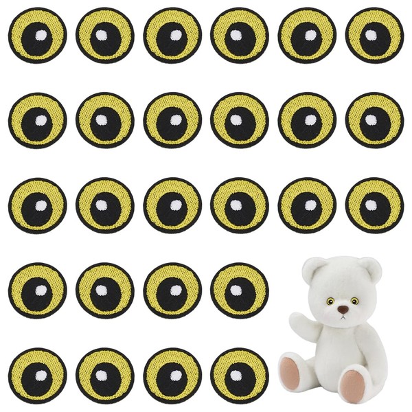 BENECREAT 12 Pairs Black and Yellow Eyes Patch, Polyester Embroidery