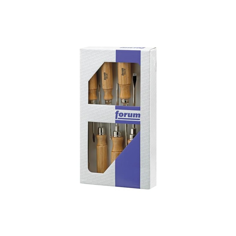 Forum Wooden Screwdriver Set, 5-Piece Slotted 3.5-9 mm (Wooden Handle