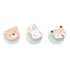 Tender Leaf Toys Forest Hooks - Nursery Decor Children's Furniture Wall Hanging Clothes Pegs with Bear Rabbit and Fox Faces