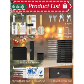 FAHEFANA 30-Piece Lock Picking Set - [Beginner Friendly & 2022 Upgraded] Credit Card Size Lock Pick Set with 3 Transparent Locks, Guide for Lock Opening for Beginners and Professionals