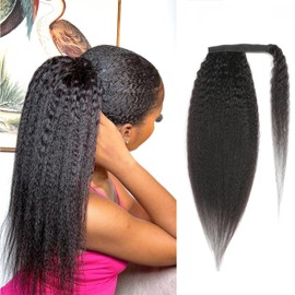 aikaa Afro Puff Drawstring Ponytail Human Hair 4C Afro Kinky Curly Ponytail Drawstring Ponytail for Black Women Natural Black Ponytail Extension Human Hair 14 Inch