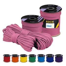 EdcX 4 mm Polyester Paracord 550 (15, 30 and 50 m) – 4 mm Type III, Tear-Resistant Parachute Cord for Survival Made of 100% Polyester with 7 Wires | Solid Colours (Pink, 15 m)