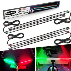 4Pack Boat Navigation Lights, Red and Green Bow Lights Night Fishing, No Drilling LED Marine Navigation Light for Kayak Pontoon Jon Canoe Bass