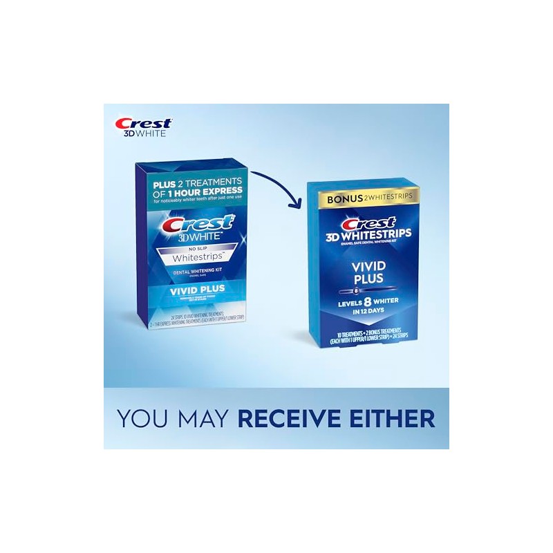 Crest - 3D White Whitestrips Vivid Plus, 24 Tiras