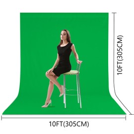 Zdada Green Backdrop Screen Background,10x10ft/3x3M Collapsible Background Photography，Washable Polyester Photography Backdrop for Photo Studio, Live Streaming, Zoom Meeting, Gaming