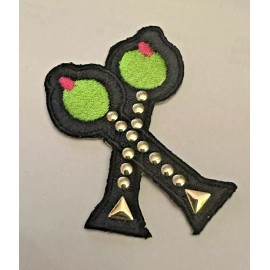 Unbranded Green Olive spear Drink garnish  Iron on Patch Applique 1.5" w x 2.25 " h