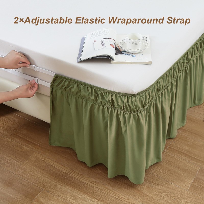 MEILA Full Bed Skirt, Wrap Around Ruffle Bed Skit for
