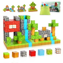 TSKER Magnetic Building Blocks - 100 Pieces Magnetic Blocks Building Fantasy World - Forest Series, STEM Montessori Sensory Toy, Suitable Gift for Children from 3 Years