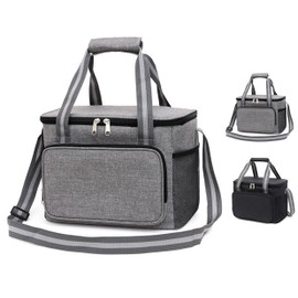 GMYIAK 15L Foldable Cool Bag, Oxford Cloth Insulated Bag with Carry Handle, Thermal Box Portable for Men Women Food for Travel and Camping Cool Box Small (Grey)