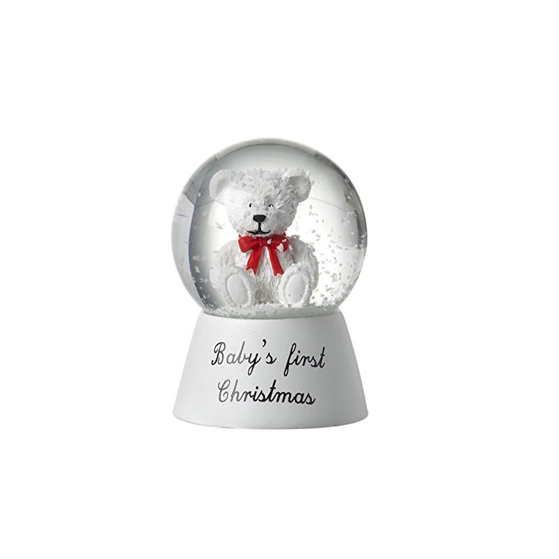 Baby's 1st Christmas Snow Globe with White Teddy (6cm)