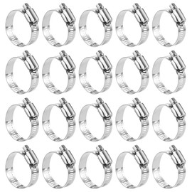 LOKMAN 20 Pack Stainless Steel Hose Clamp Adjustable 7/8'' - 1-1/4'' (18-32mm) Worm Gear Hose Clamp, Metal Fuel Line Pipe Clamp for Plumbing, Automotive And Mechanical Application