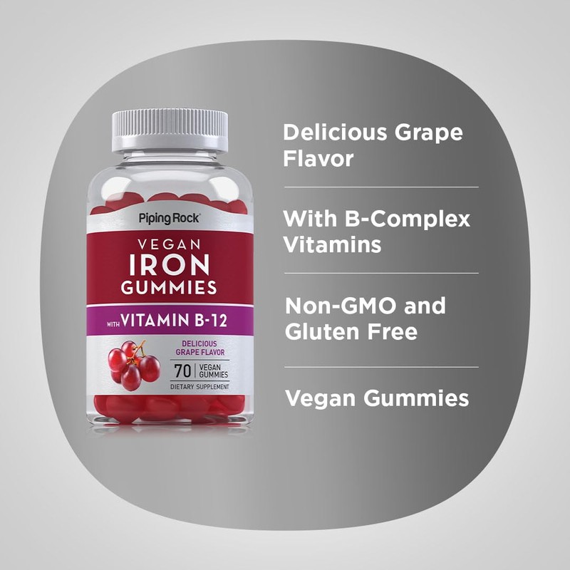 Piping Rock Iron Gummies Supplement | 70 Count | for