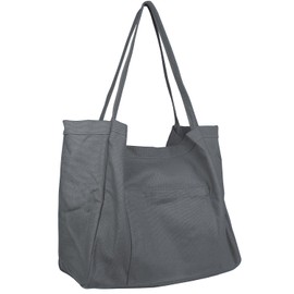 TLDIHO Tote Bag, Mother's Bag, Large Size, Canvas, Shoulder Bag, Work or School Commute, Canvas, Lightweight, Large Capacity, Multi-functional, Solid, gray