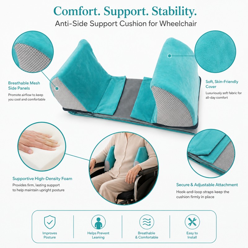 Wheelchair Anti-Side Support Pillow for Elderly Care – Padded Posture