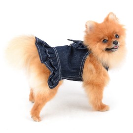 SMALLLEE_LUCKY_STORE Pet Clothing, Dog Clothing, Spring & Summer, Denim Princesses, Dress-Type Harness with Bowknots, Cute Cat Clothes, Cool, Ultra Small Dogs, Small Dogs, Puppies, Stylish, Girls, Dog