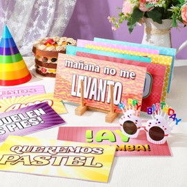 24 Designs Spanish Quinceanera Photo Booth Props 15th Birthday Parties Decorations Double Sided 11.02 * 5.51‘' Mis Quince Anos DIY Water Proof Selfie Signs PVC Printing Photo Props for Decorations