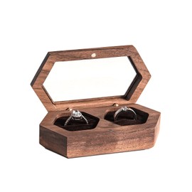 Double Ring Box for Wedding Ceremony Wooden Rustic Ring Holder Mr and Mrs Ring Box Ring Bearer Box for Wedding Ring Barrier Box