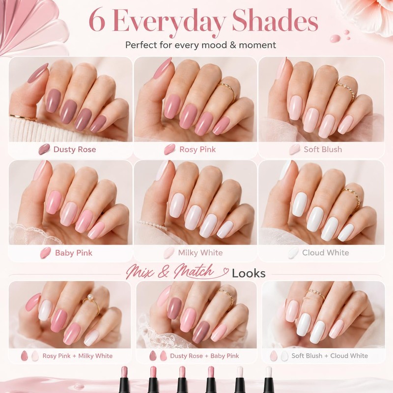 Pink Nail Polish Pens 6 Colors, Quick Dry Water Based