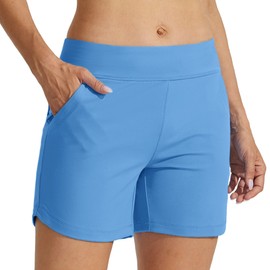Willit - Traje de baño con forro para mujer de 5 pulgadas, Azul, S