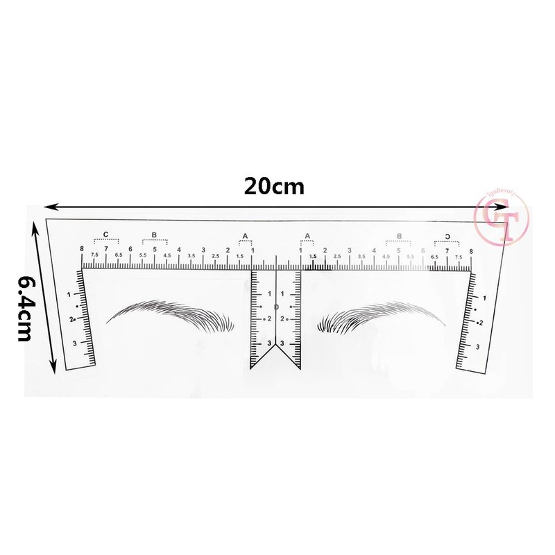 50pcs Disposable Tattoo Eyebrow Ruler Sticker with Brow Shape Eyebrow