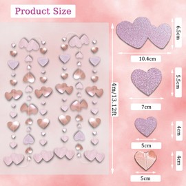 Paper Garland Decoration, QeeFop 52 ft Champgne Pink Heart Garland, Wedding Decoration, Double-Sided Metallic Paper Hanging Garland for Wedding, Birthday, Bridal Shower Decoration (Mushroom & Pink)