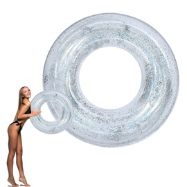 Pool Inflatables Swimming Ring Rubber Rings for Kids Adults,90cm Silver Sequins Inflatable Pool Water Toys,Inflatable Pool Floats Swim Rings for Girls Boys Women Men Summer Party Beach Water Sport