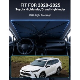 Proadsy Windshield Sun Shade Umbrella for 2020-2025 Toyota Grand Highlander Foldable Car Umbrella Sunshade with Soft Handle,Keeps Your Vehicle Cool,Protect Car from Rays & Heat