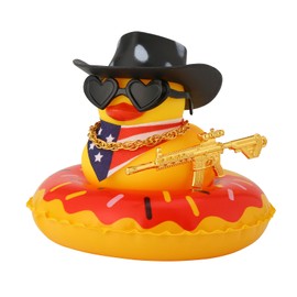 Zelobely Rubber Duck Pink - Car Decoration Rubber Duck, Squeak, DIY, Cowboy Hat Duck, Yellow, Unisex, Small, Stress Relief, Tabletop, 180+ Months, No Batteries, Silica Gel, Assembly Required, 1 Count