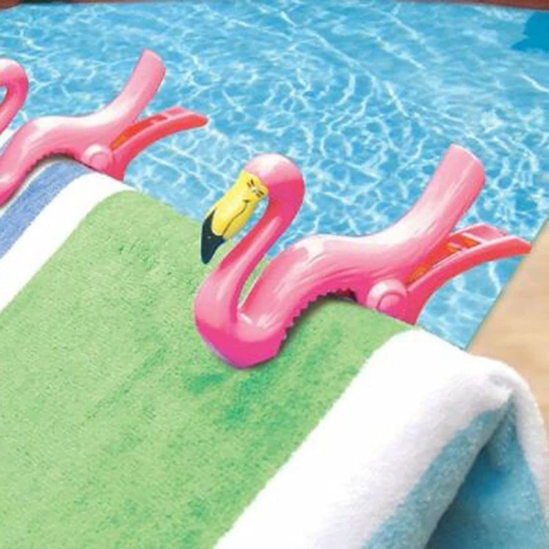 6 Pcs Beach Towel Clips for Beach Chairs, Flamingo &