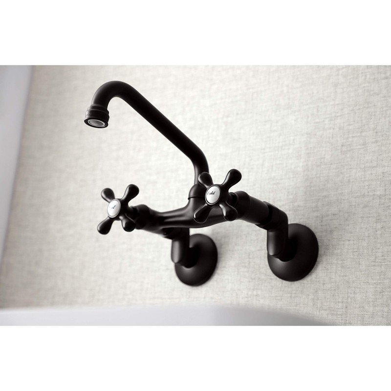 Kingston Brass KS213ORB Victorian Two Handle Wall Mount Kitchen Faucet,
