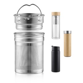 Tea Infuser Basket with Lid by Sivaphe, Large Tea Strainer for Loose Tea, Glass or Stainless Steel Tea Drink Bottle Replacement Filter