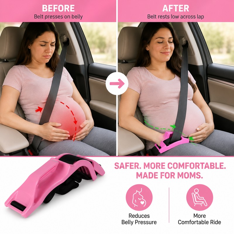 Pregnancy Seat Belt Adjuster for Car Comfort – Maternity Lap